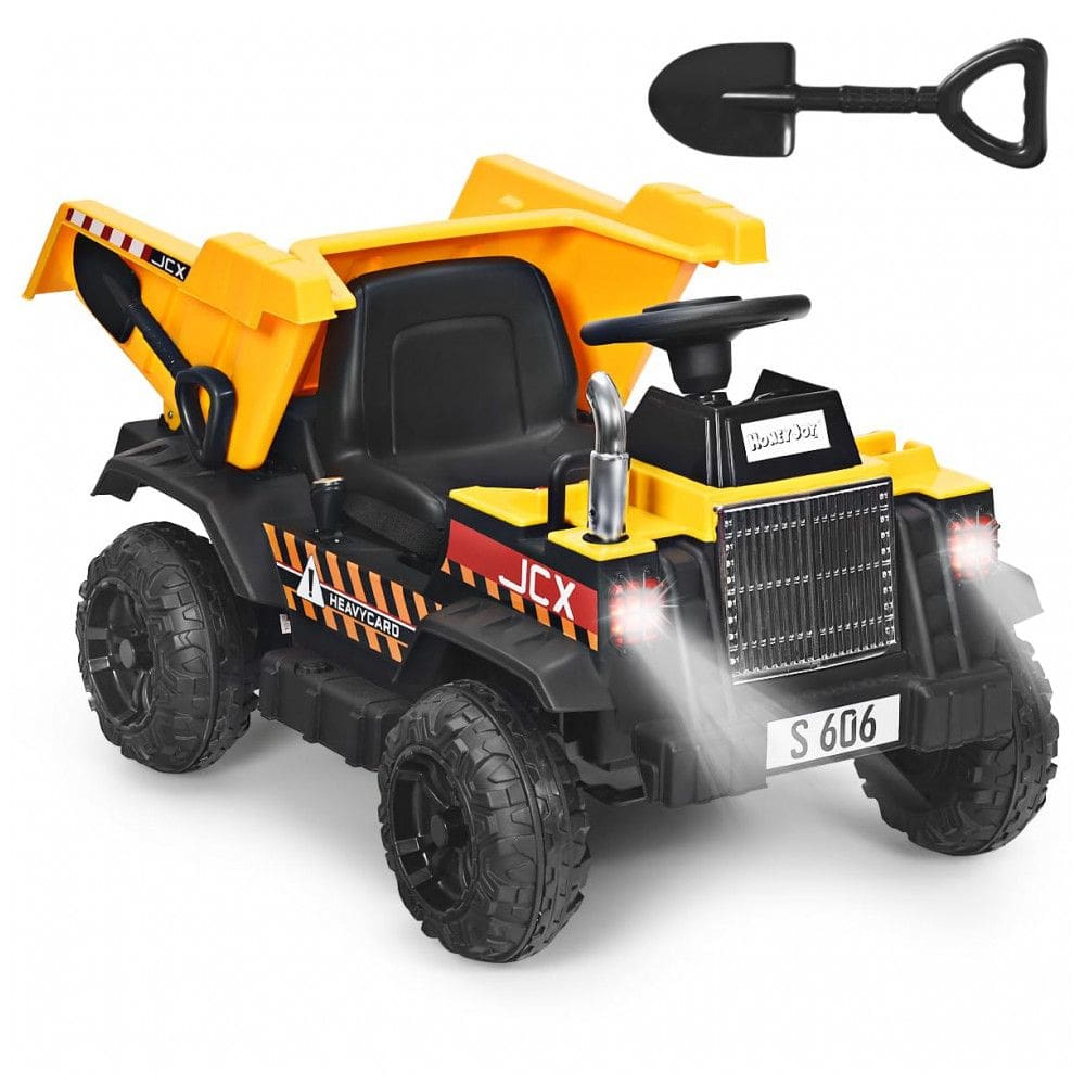 Caminhão Basculante Elétrico Infantil a Bateria 12V com Música, Luzes e Controle Remoto, HONEY JOY, Amarelo