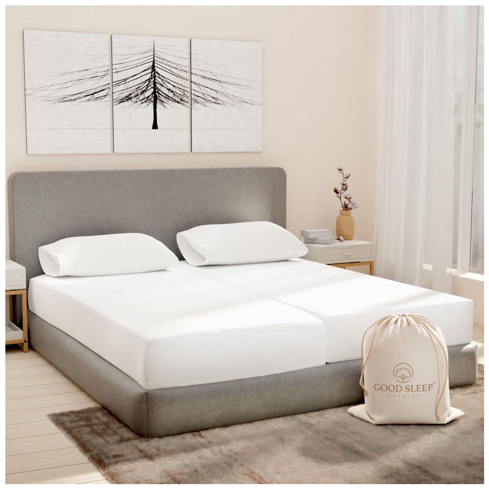 Conjunto de Lençóis em Algodão Egípcio de 1000 Fios, Tamanho Split King, Super Macio e Respirável, Good Sleep Bedding