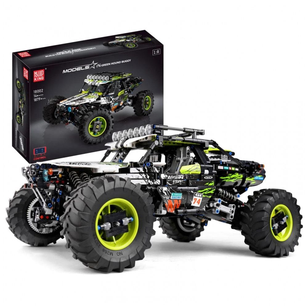 Kit de Construção Carro Off Road 4x4 com Controle Remoto, 1879 Peças, Mould King 18002, Preto