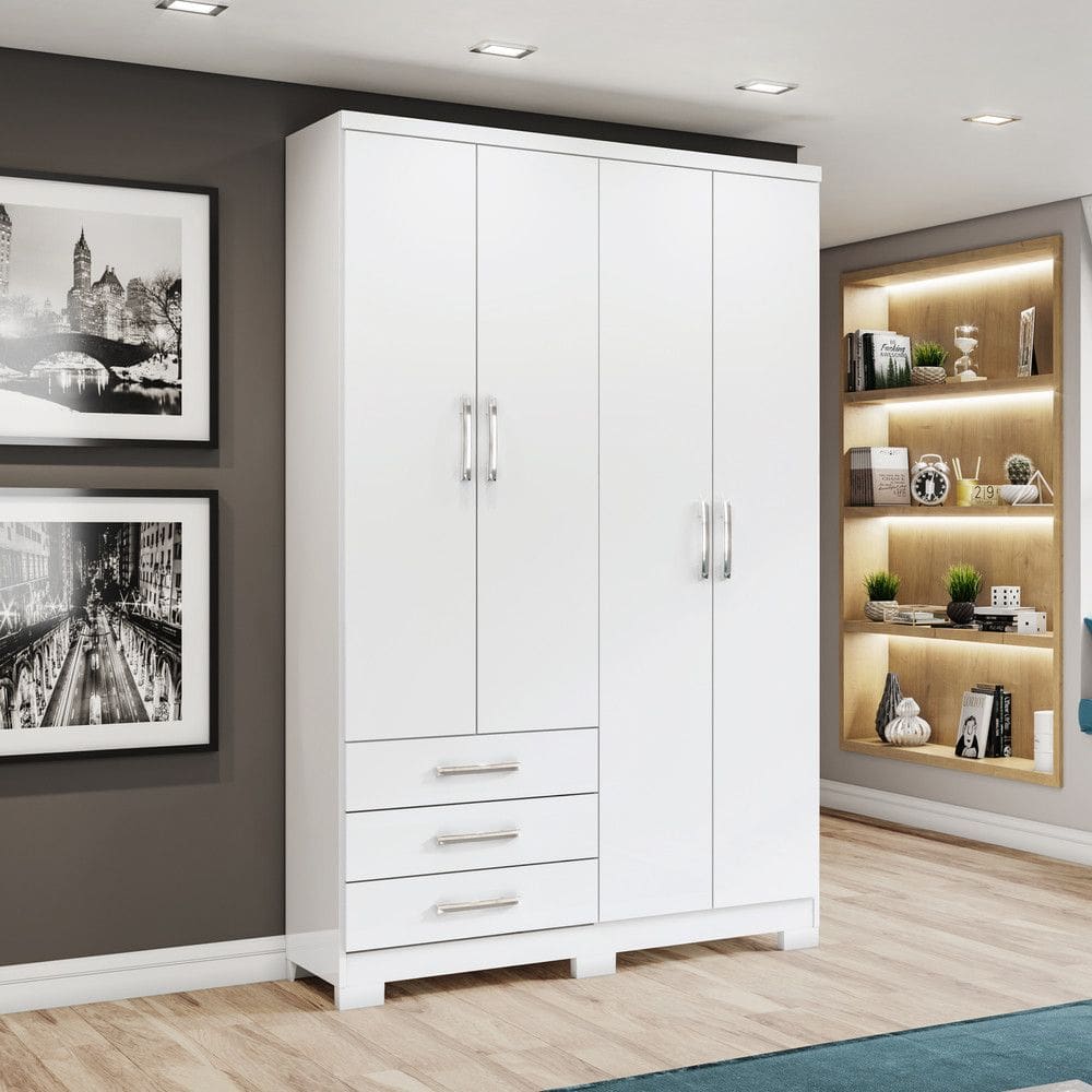 Guarda Roupa 4 Portas 3 Gavetas Caju Henn