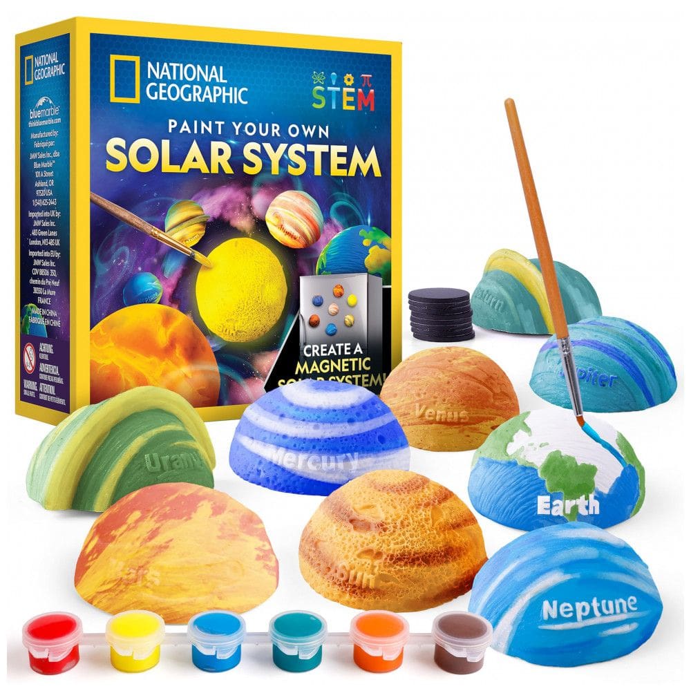Kit de Pintura Magnética do Sistema Solar 3D National Geographic Multicolorido com Planetas e Sol, Tintas, Pincéis e Ímãs Educativos