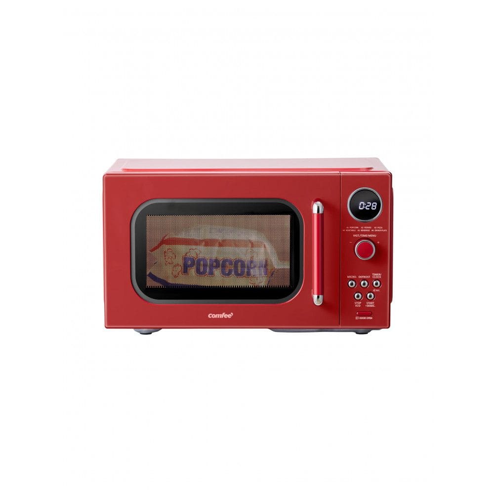 Micro-ondas Compacto COMFEE Retro 25,48 litros com 9 Programas Pré-definidos, Cozimento Multifásico, Função Silenciosa - Vermelho 900W