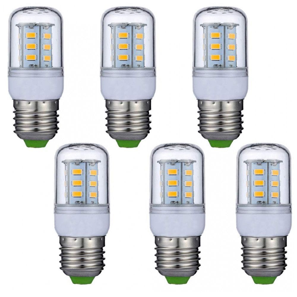 Pacote com 6 Lâmpadas de Milho LED Lxcom Lighting 5W E26E27 Base Média Equivalente a 45 Watts 24 LEDs 5730 SMD Branco Quente 3000K 450LM
