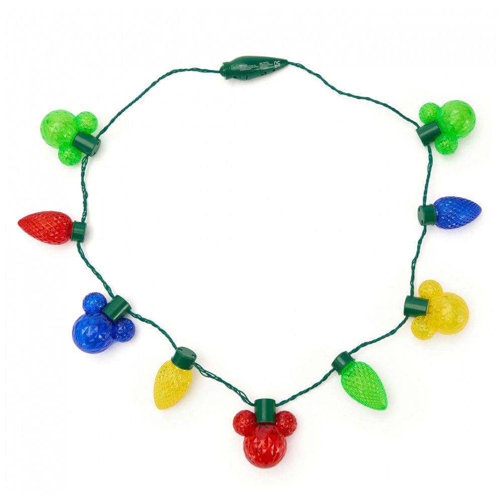 Colar Luminoso Natalino Disney Store Mickey Mouse com 9 Luzes Coloridas, 5 Ícones Mickey e 4 Lâmpadas Natalinas