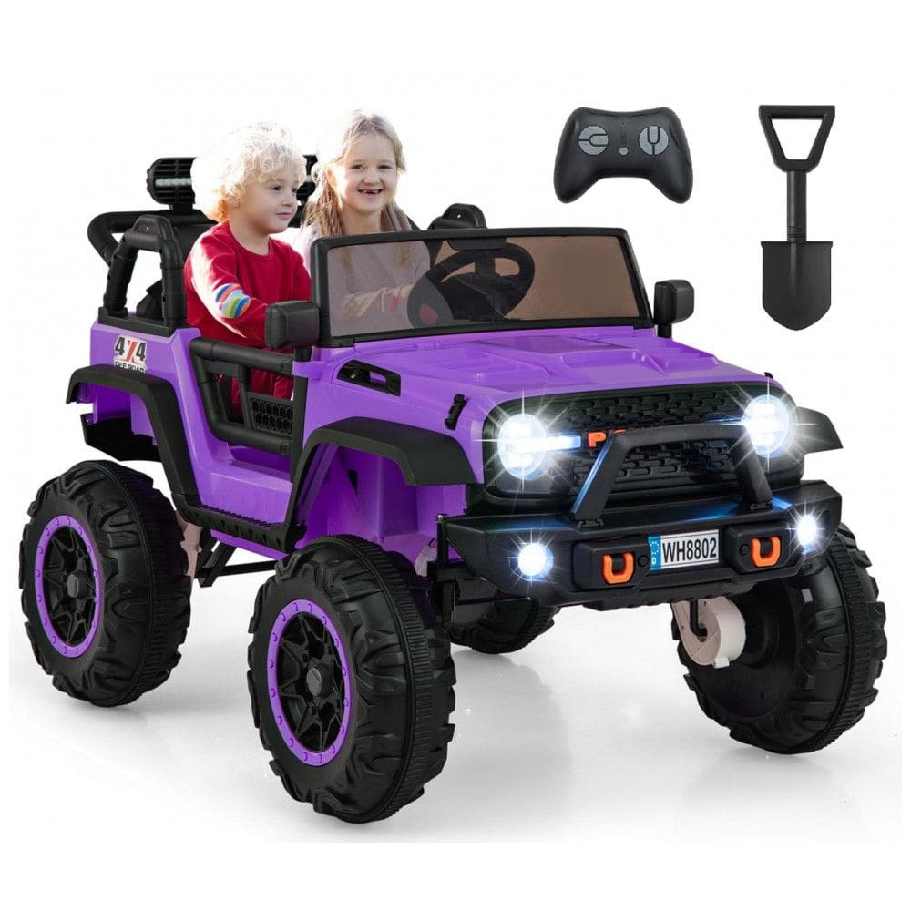 Carro Elétrico Infantil 2 Lugares OLAKIDS Violeta 24V 2WD/4WD Jeep 4x550W Controle Remoto LED Suspensão Música 20” Assento Duplo
