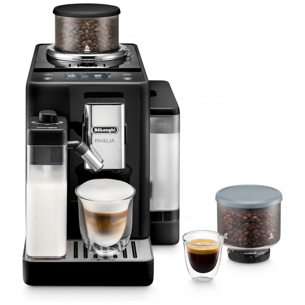 Máquina de Café Espresso Automática De`Longhi Rivelia Preta Moedor Integrado, Espumador, Sistema Bean Switch 120V