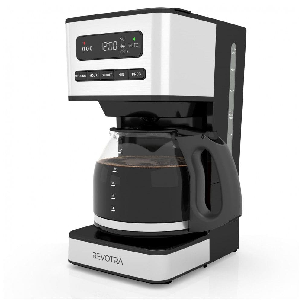 Cafeteira Programável de 12 xícaras, Filtro de Café Drip Regular e Forte, 14 xícaras e Configuração para Café Gelado, Timer 24h, REVOTRA