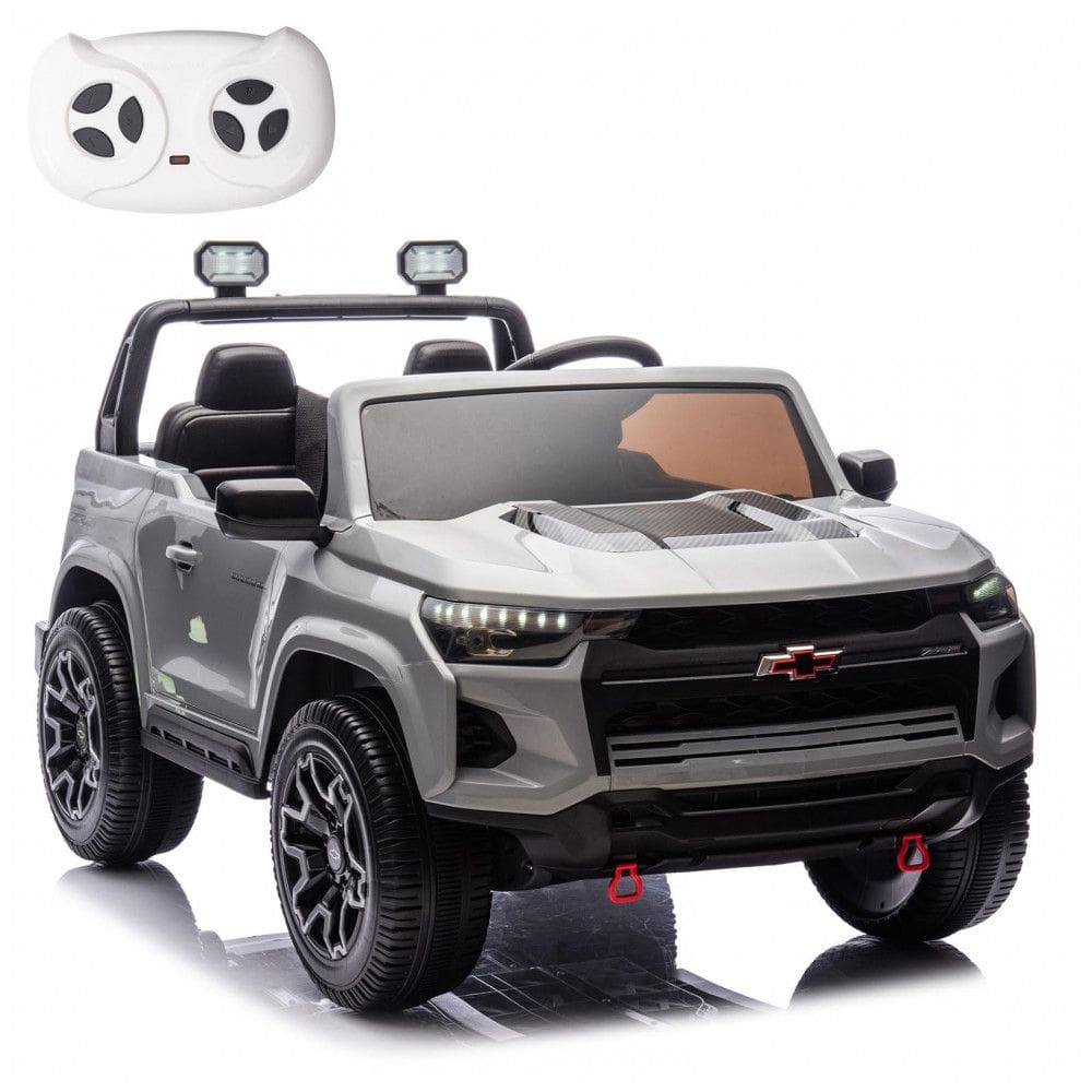 Carro Elétrico Infantil Chevrolet Colorado Licenciado 24V, 2 Lugares, 4WD, Controle Remoto, Música, Alarme, Megafone, Cinza