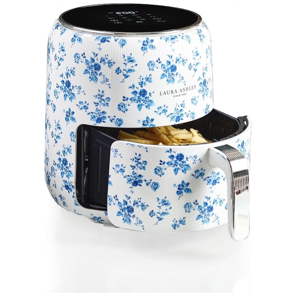 Fritadeira Elétrica Air Fryer Digital 4,5L Laura Ashley Branco com Estampa Floral China Rose 1500W 9 Programas 110V