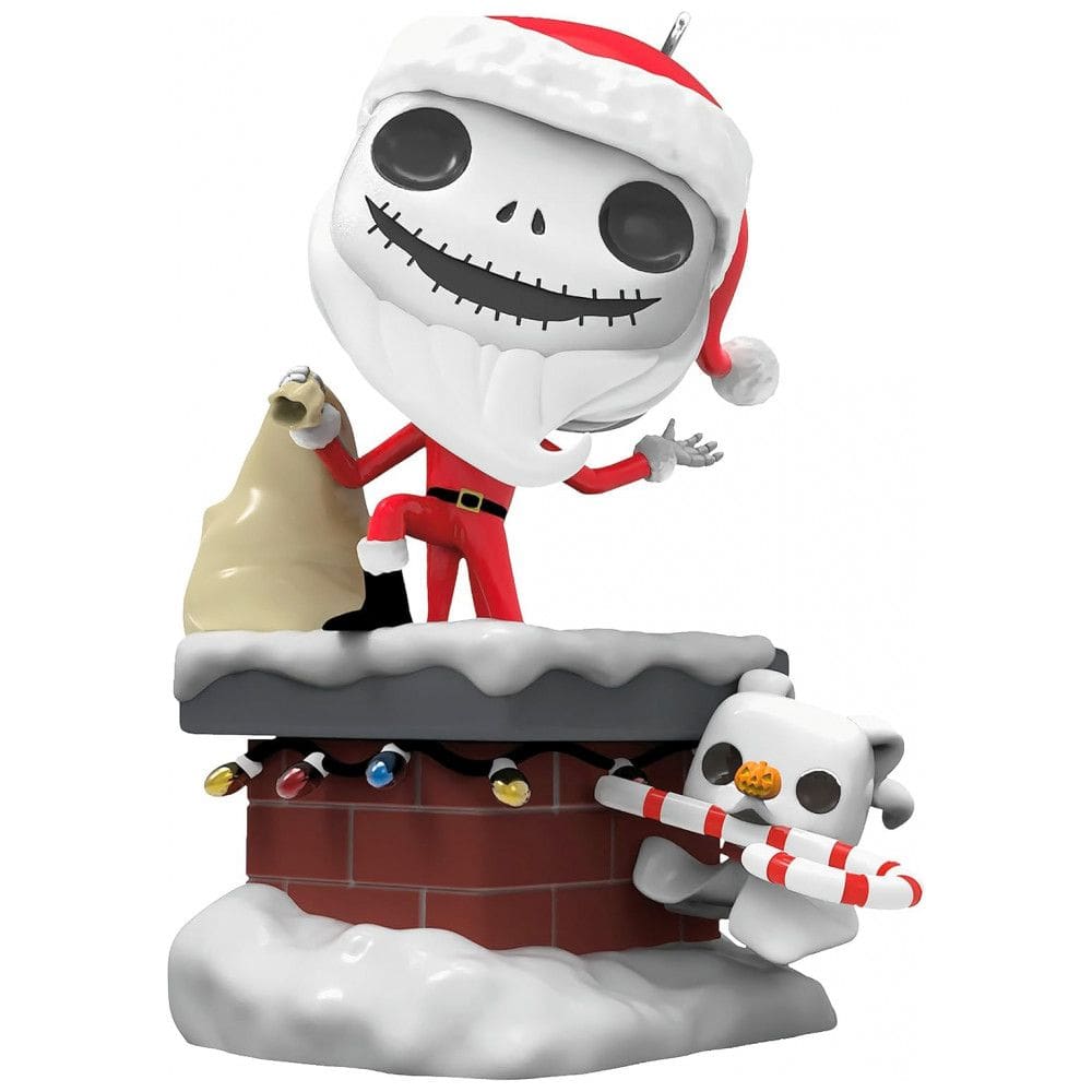 Enfeite de Natal Hallmark Keepsake Disney Tim Burton Jack Skellington e Zero Funko POP!, Plástico, 7,5x7,4x5,5 cm