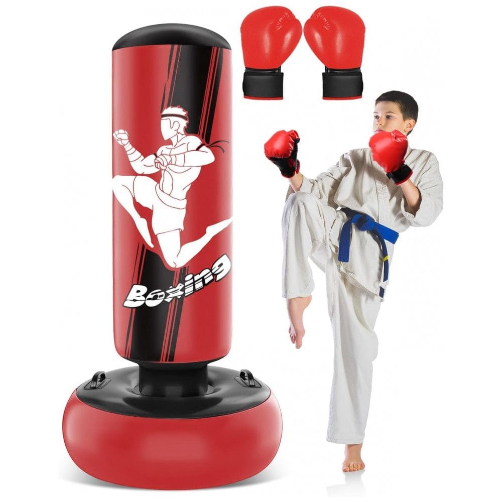 YORWHIN Saco de Pancada Inflável para Crianças 168cm com Luvas de Boxe - Brinquedo Estável para Treino de Karate, Taekwondo e MMA