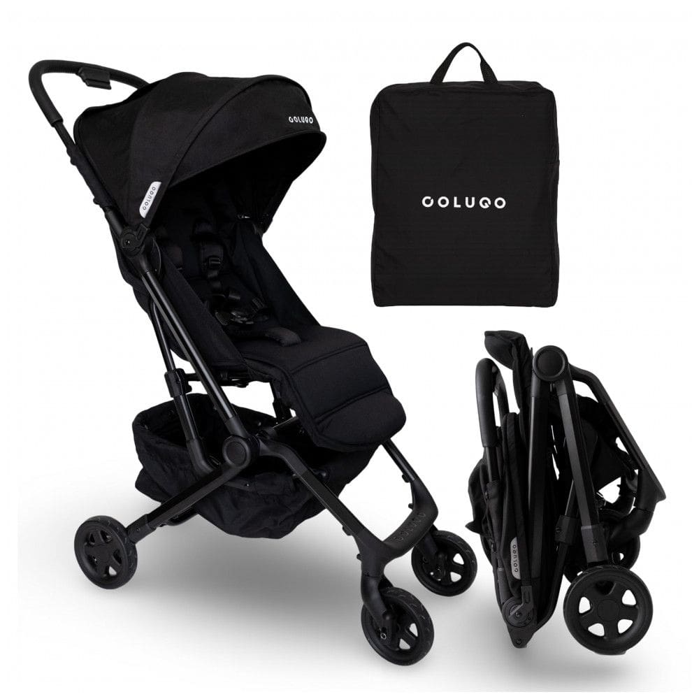 Carrinho de Bebê Colugo Compact+ Preto - Dobrável Ultraleve, Dobragem Automática 1 Mão, Reclinação Ilimitada, Capota UPF 50+, Bolsa Mochila