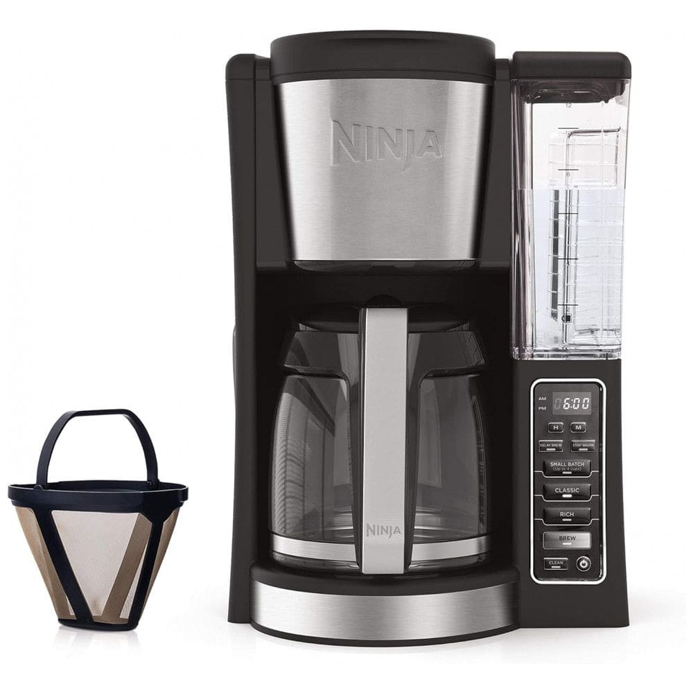 Máquina de Café Programável Ninja 12 Copos Estilo Clássico e Rico Reservatório 1,77 L Extração Térmica Filtro Permanente Preto/Aço Inox