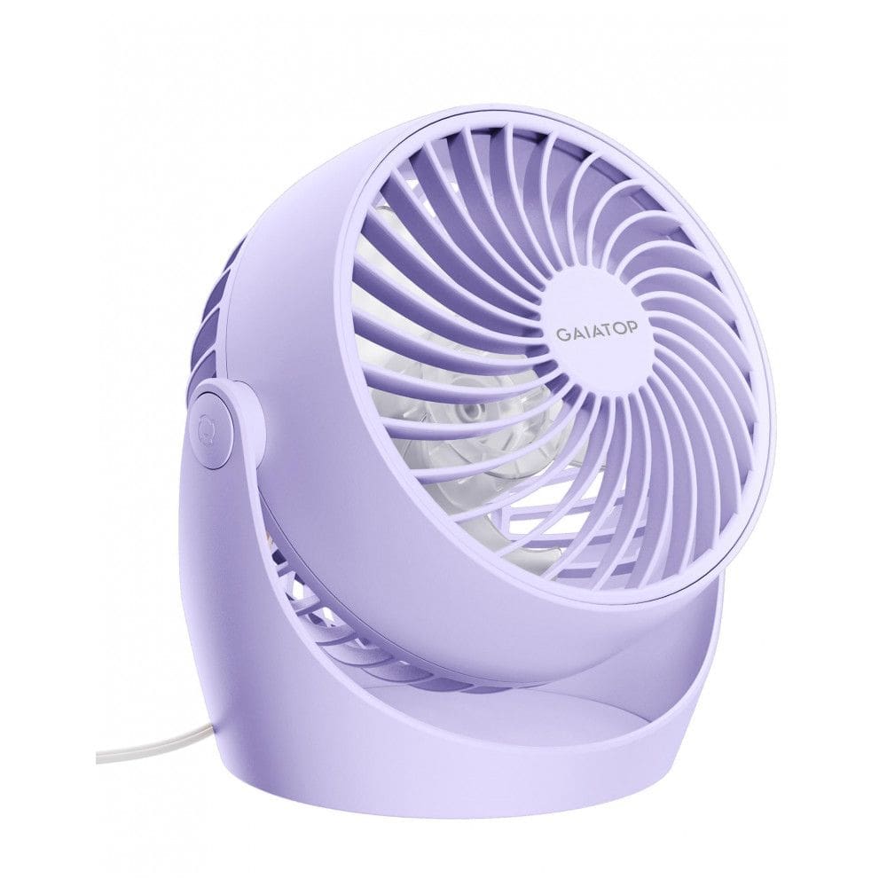Ventilador de Mesa Gaiatop Roxo 11 cm, 3 Velocidades, Inclinação 360°, Silencioso 30 dB, Vento 6,2 m/s, Potência 6,8W, Modelo AF-01