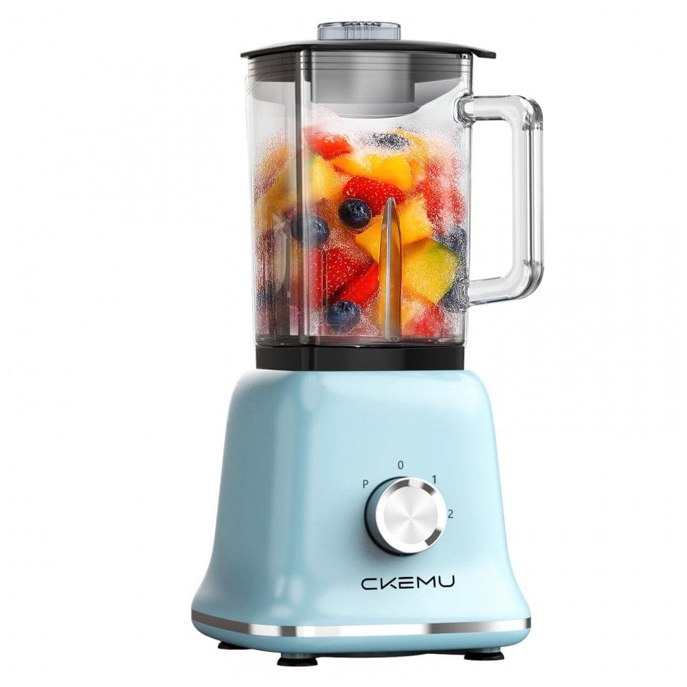Liquidificador Profissional CKemu Azul 1,7L 750W 3 Velocidades Jarro de Vidro Lâminas Inox 110V