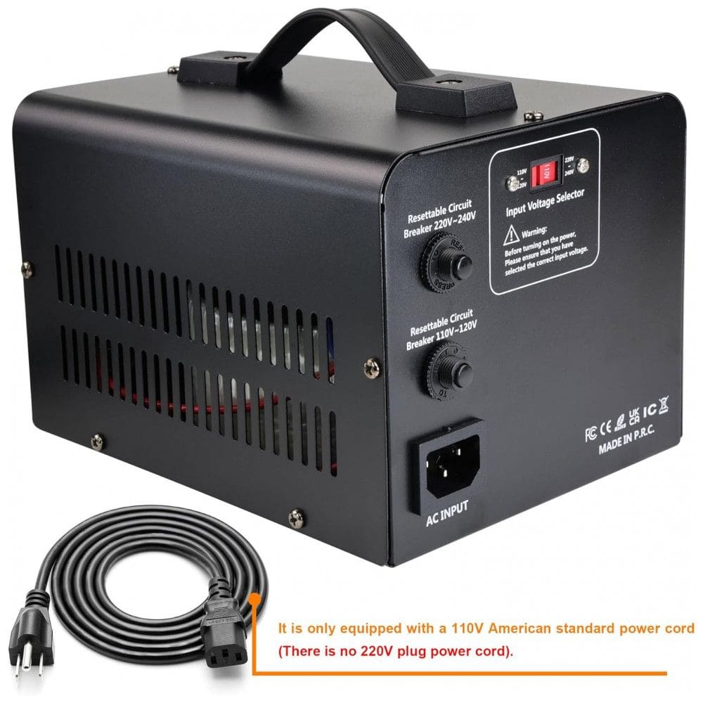 Transformador (Conversor) de Voltagem EU Yinleader 1000W Elevação/Redução 110-120V para 220-240V/220-240V para 110-120V 4 Saídas Disjuntores