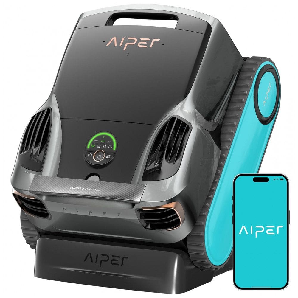 Robô Aspirador para Piscinas AIPER Scuba X1 Pro Max, Preto, Mapeamento Inteligente, Roteiro Adaptativo FlexiPath™ 2.0, Dupla Filtração