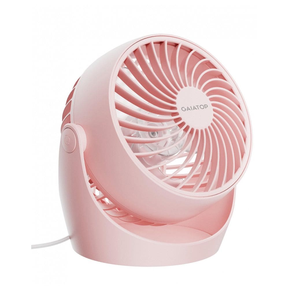 Ventilador de Mesa Gaiatop Rosa 11 cm, 3 Velocidades 1100 RPM, Inclinação 360°, Silencioso 30 dB, Vento 6,2 m/s, Potência 6,8W