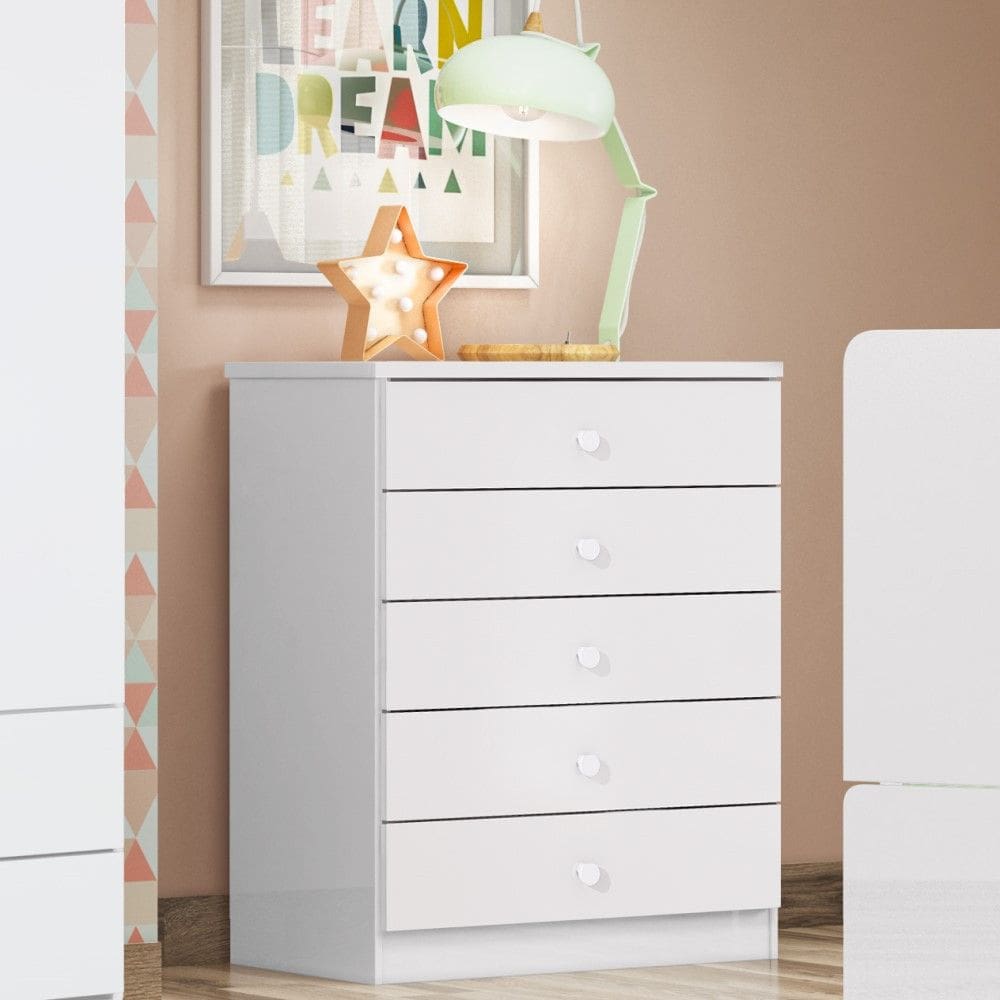 Comoda Infantil Bala de Menta 5 Gavetas Henn