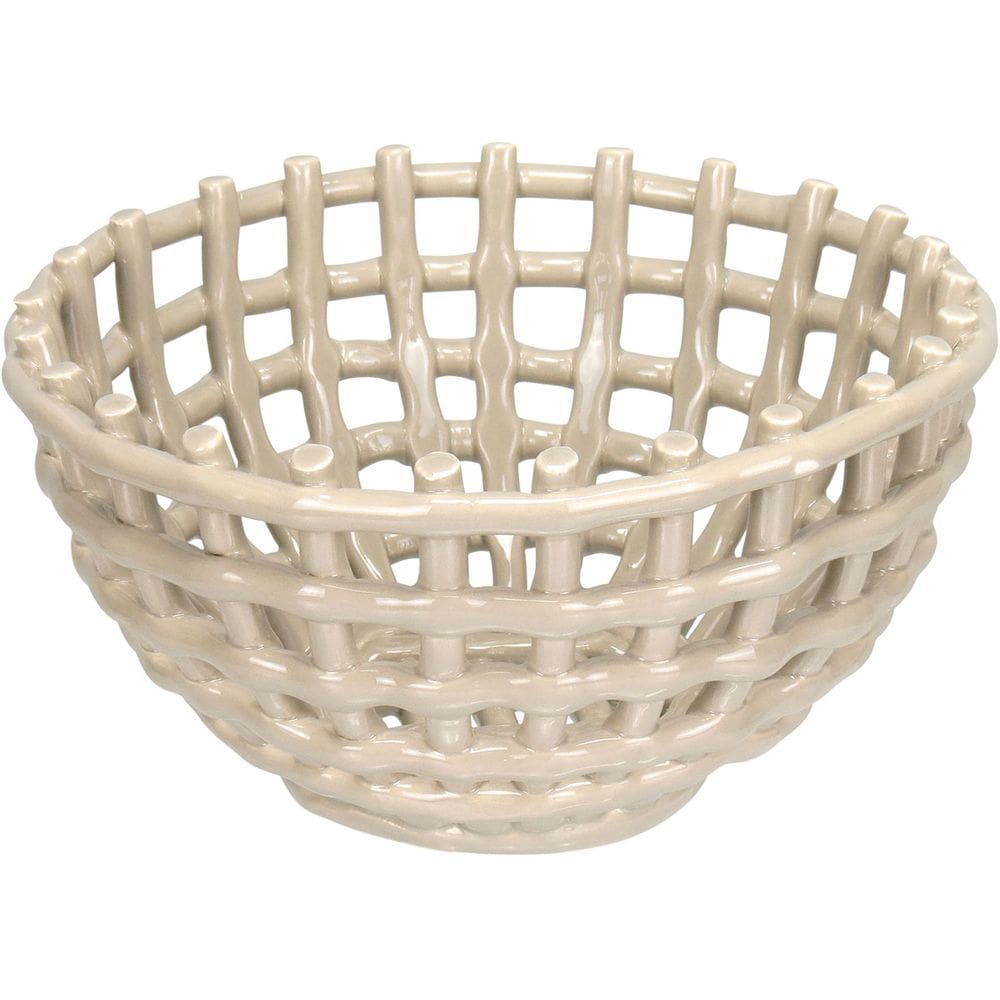 CENTRO MESA DECORATIVA FRUTEIRA HOME&CO CERÂMICA 12x22x22cm MARFIM