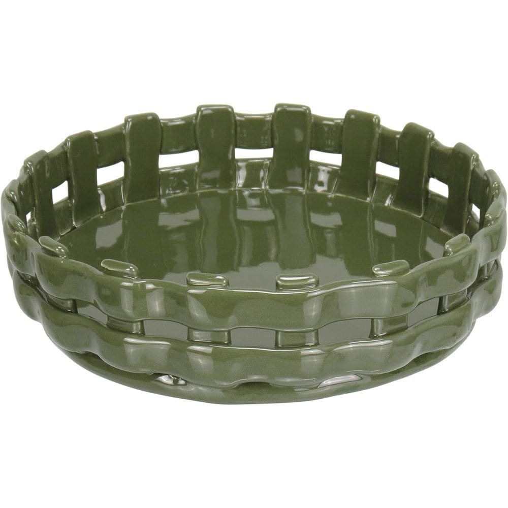 CENTRO MESA DECOATIVA FRUTEIRA HOME&CO CERÂMICA 6x21x21cm VERDE