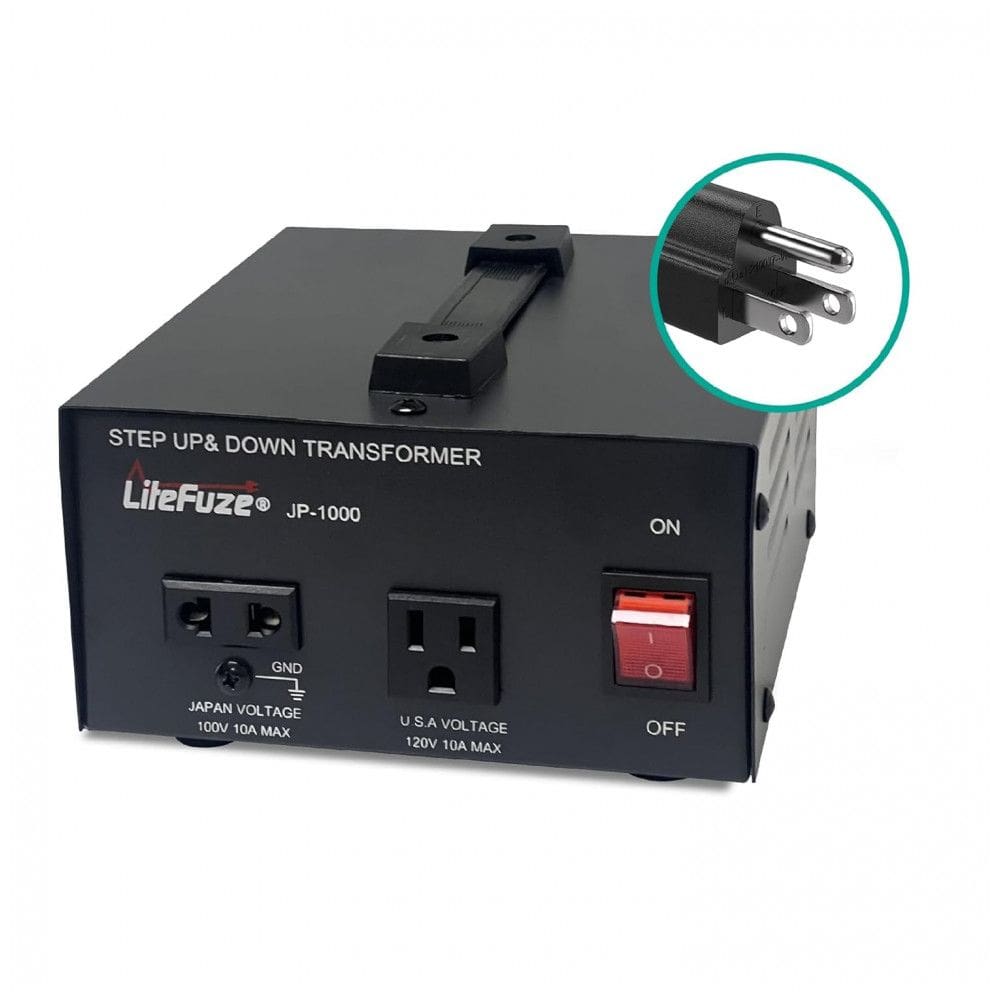 Transformador (Conversor) de Voltagem Japonês LiteFuze 1000W Elevação/Redução 100V para 120V/120V para 100V Bobina Cobre Premium Disjuntor