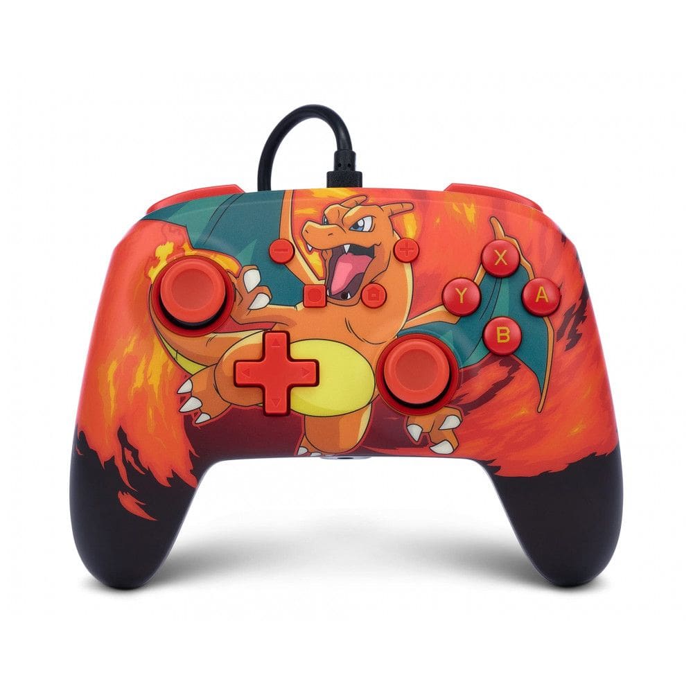 Controle com fio PowerA Enhanced para Nintendo Switch Charizard Vortex cabo USB 3m botões avançados