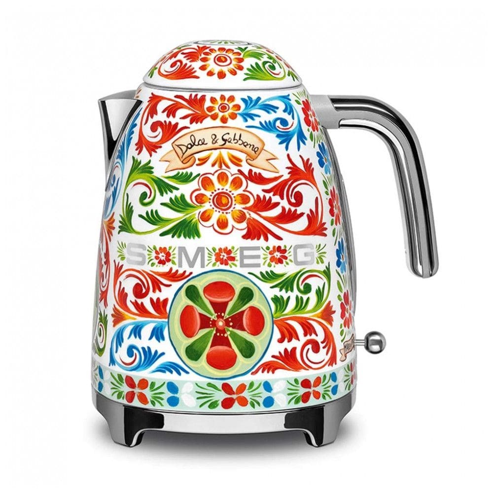 Chaleira elétrica inox 1,7L Smeg Dolce & Gabbana Sicily Is My Love, 1500W com desligamento automático e base giratória 360°, 110V