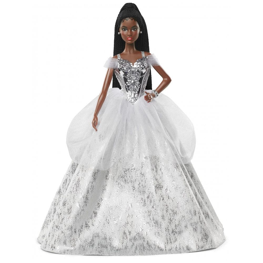 Barbie Signature 2021 Holiday boneca colecionável Mattel morena vestido longo prateado cabelo trançado GXL22 2021