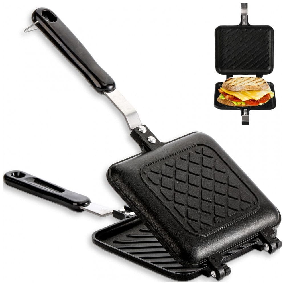 Sanduicheira ZOOFOX Preto 15cm Alumínio Antiaderente para Fogão e Camping