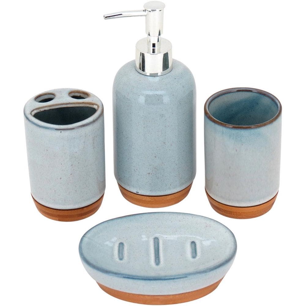 Kit 4 Peças Banheiro Dom-Fafe Cerâmica Azul