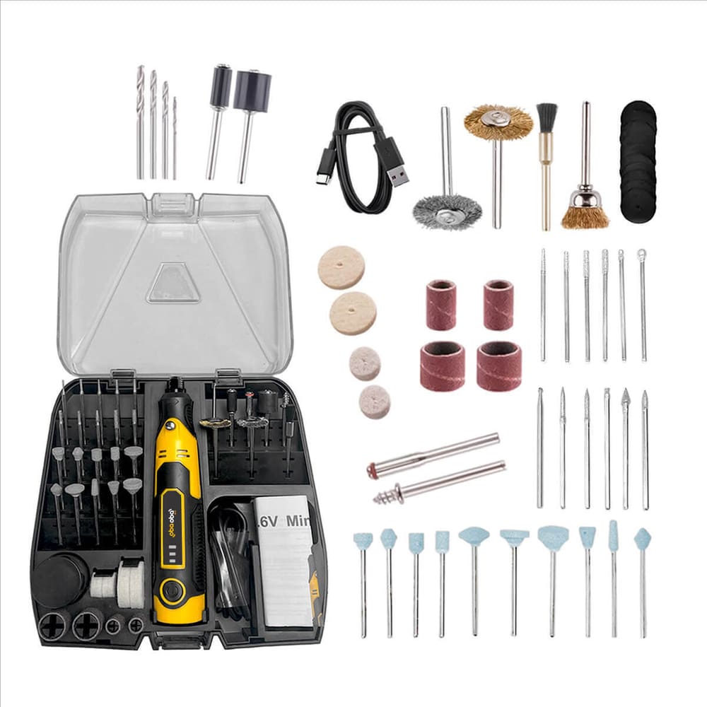 Micro Retífica Sem Fio 57 Acessórios USB-C 3 Velocidades 17000RPM Mini Ferramenta Elétrica Portátil para Lixar Cortar Polir Gravar Artesanato Hobby