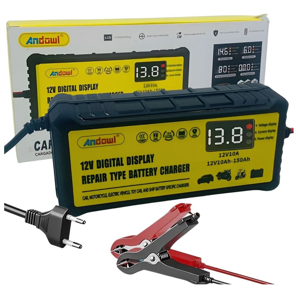 Carregador De Bateria Inteligente Carro Moto Bivolt 12V 10A