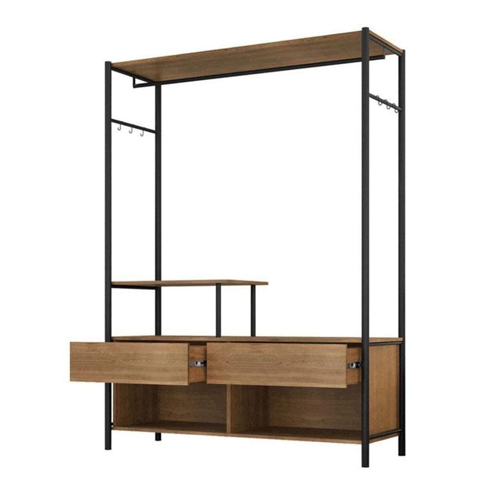 Guarda Roupa Closet Solteiro Barcelona Preto Demolição - Artefamol