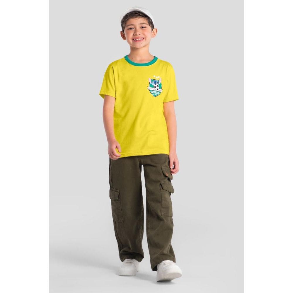Camiseta unissex infantil copa do mundo com Stitch Brandili