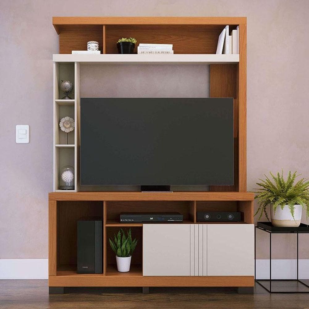 Estante Home Theater Elba Freijó Off White Matte - Colibri