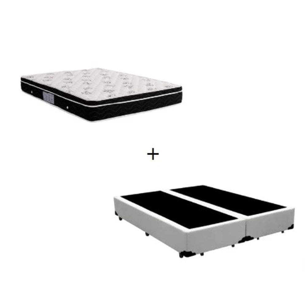 Cama Box Queen 158cm Sintético Branco com Colchão De Espuma - D26 Ortobom Nanolastic Physical Spring 63x158x198cm