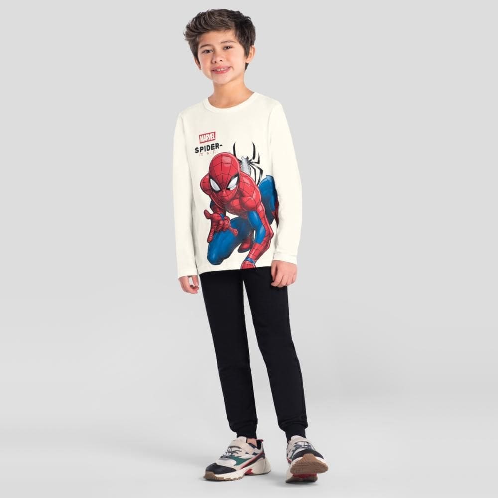 Camiseta infantil estampa em gel Homem-Aranha Brandili