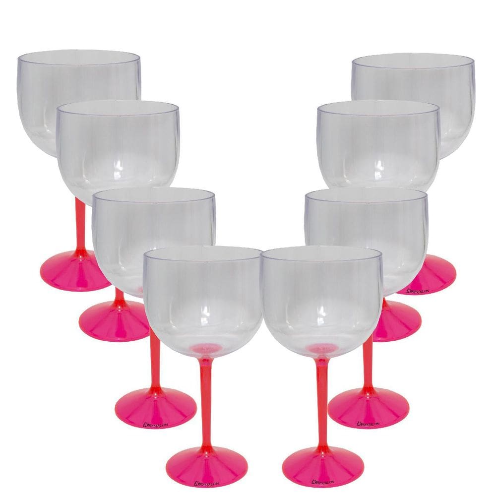 Kit 8 Taças Gin Haste Rosa Acrílico Copo Gin