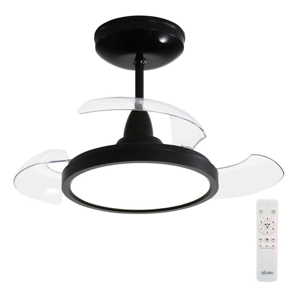 Ventilador Teto Preto 70cm Controle Remoto Bivolt - Aliseu
