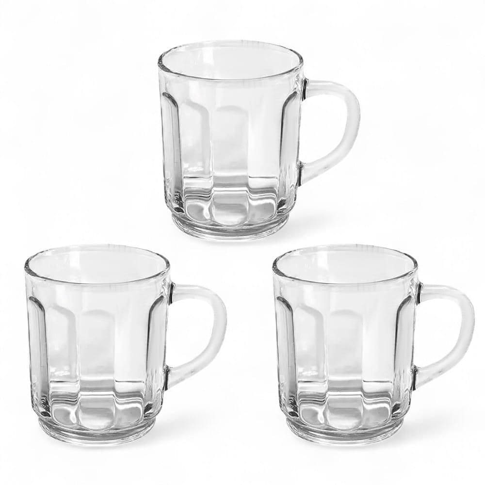 Conjunto 3 Unidades Kit Caneca Vidro Carmine Transparente