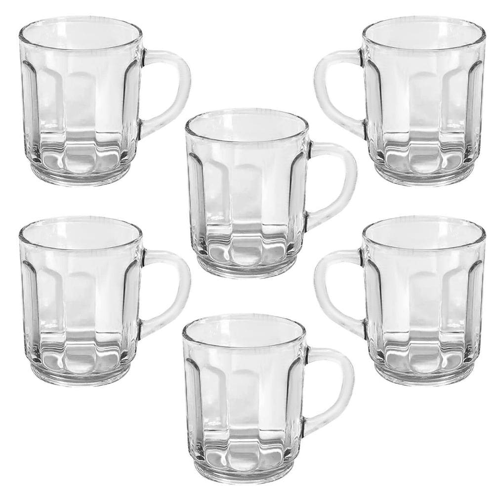 Conjunto 6 Unidades Kit Caneca Vidro Carmine Transparente