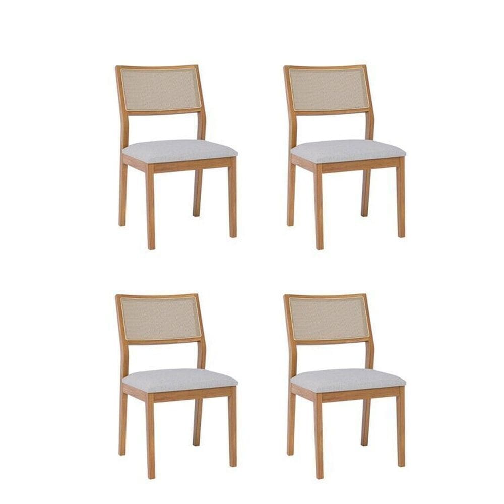 Kit 4 Cadeiras para Sala de Jantar Estofadas Oiti Freijó/Cinza