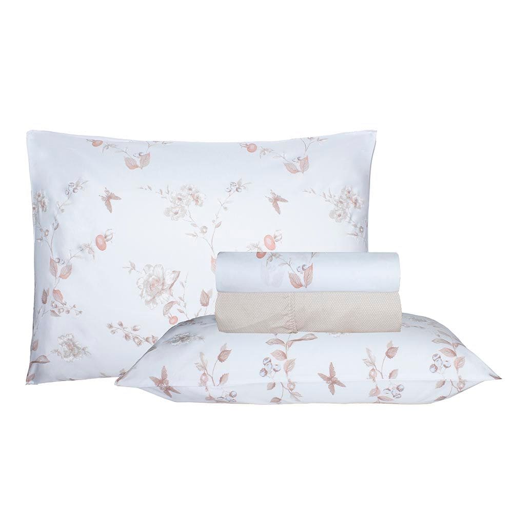 Jogo de Cama Duplo Casal 4 Peças Percal 180 Fios Lunatta Sonhare Prata - Sultan