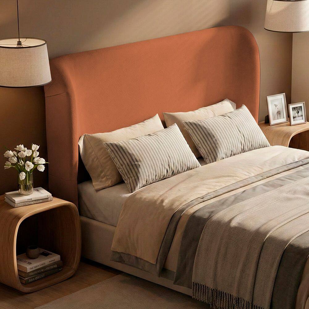 Cabeceira Para Cama Box King Size Liah 195cm Bouclê Terracota - Desk Design
