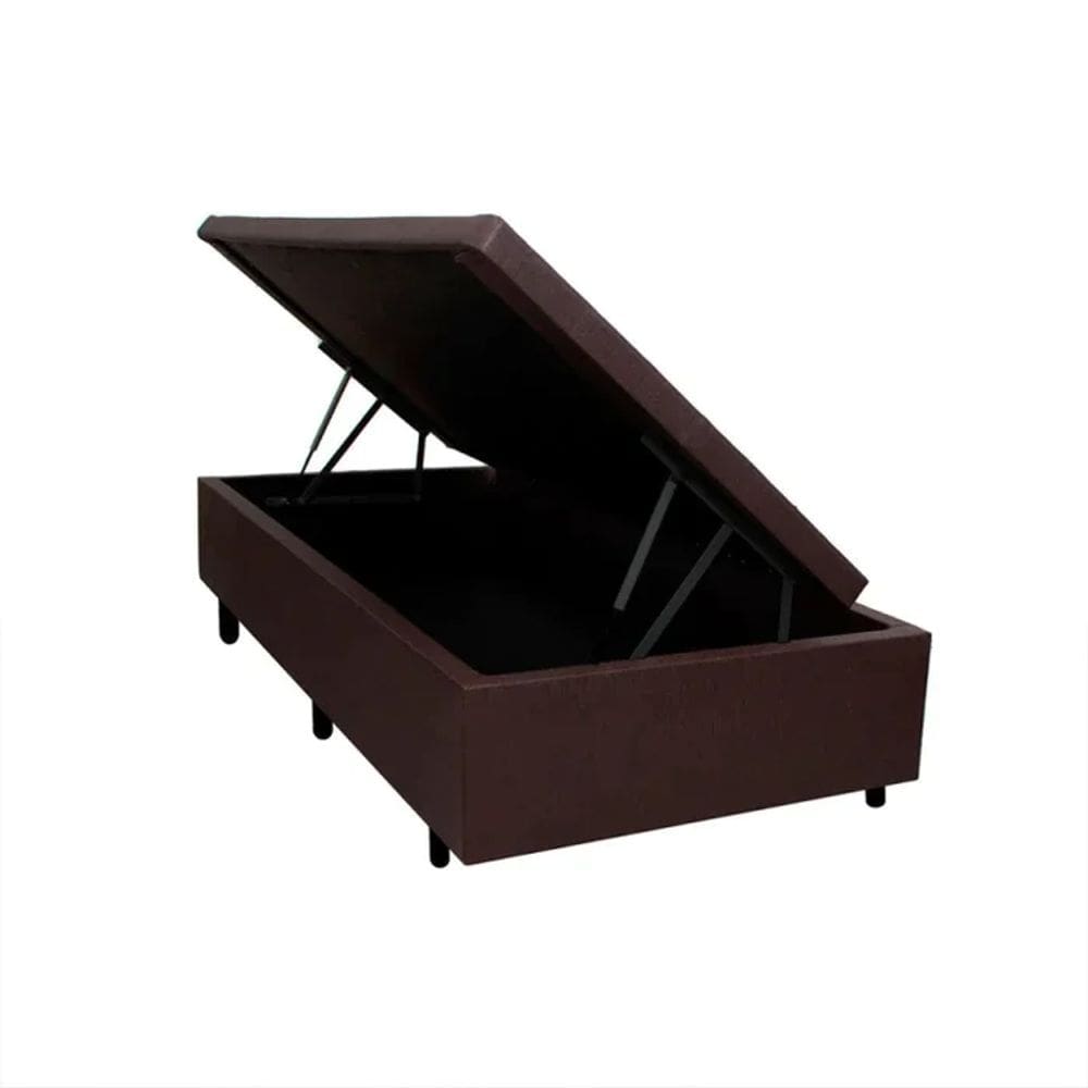 Cama Box Baú Solteiro Linhão Marrom Com Pistão A Gás - Imperium do Sono