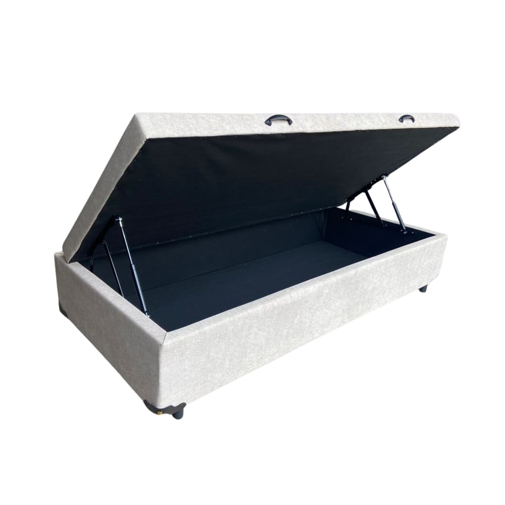 Cama Box Baú Solteiro Linhão Bege Com Pistão A Gás - Imperium do Sono