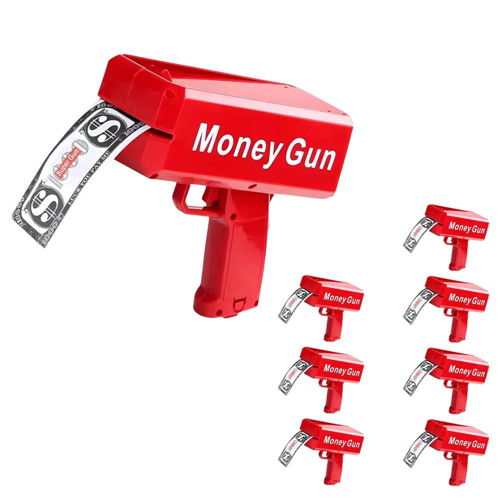 Lanca Notas Dinheiro Kit 7 Uni Lancador Money Gun Brinquedo Festa Aniversario Casamento Evento 15 Anos Balada Comemoraçao