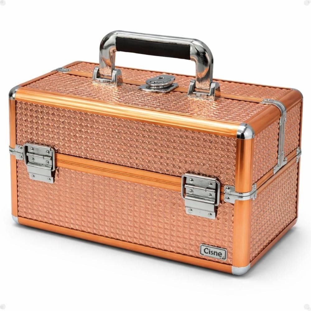 Maleta de Maquiagem Ruby´s Salmão e Prata com 2 Bandejas Csn-a160