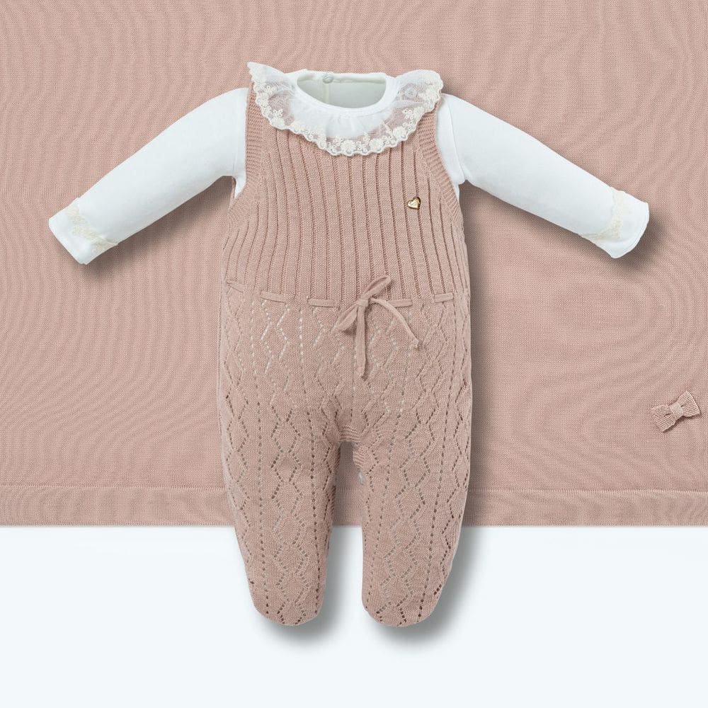 Saída de Maternidade Bebê Tricot Menina Rose Babados - Hug